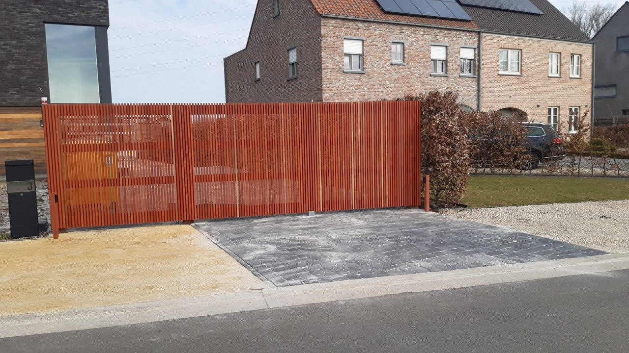 Moderne Houten Poort Padouk