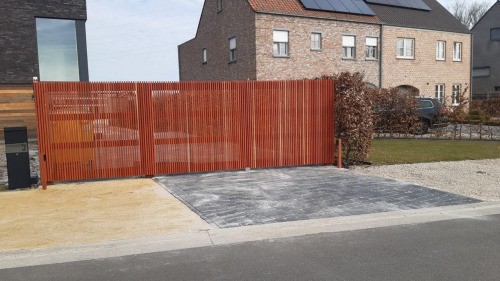 Moderne Houten Poort Padouk