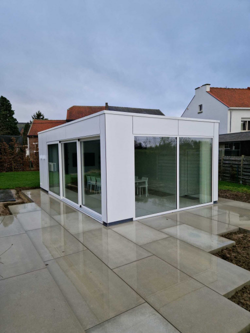 Tuinkantoor Strak Wit Trespa 1 2 1